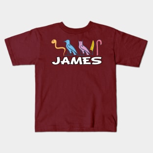 JAMES-American names in hieroglyphic letters-James, name in a Pharaonic Khartouch-Hieroglyphic pharaonic names Kids T-Shirt